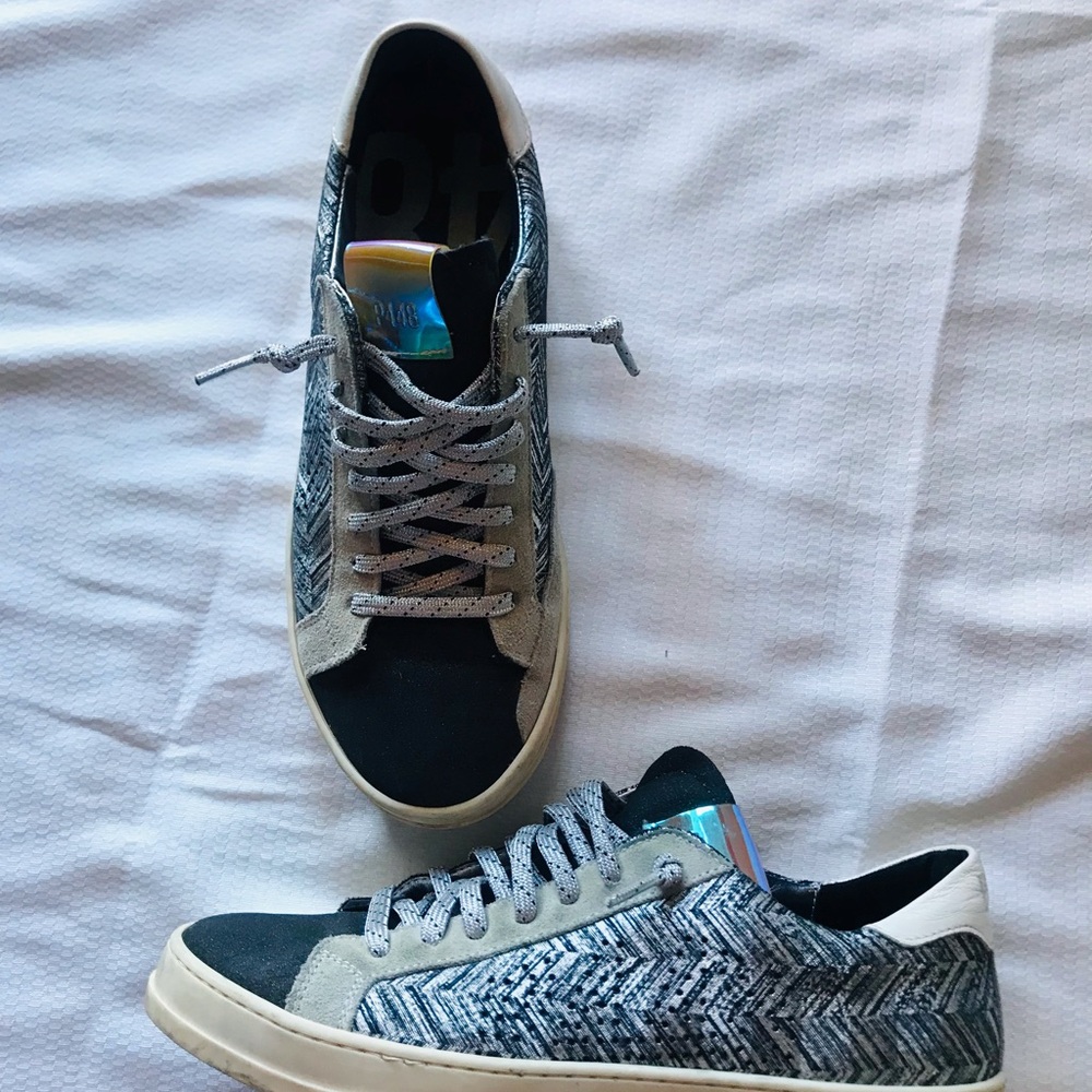 P448 Black, White & Gray Low-Top Sneakers - Picture 3 of 13